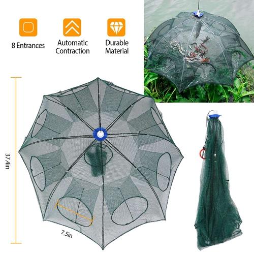 Foldable Fishing Bait Trap – Automatic Mesh Net for Crab, Shrimp, Minnow & Crawdad