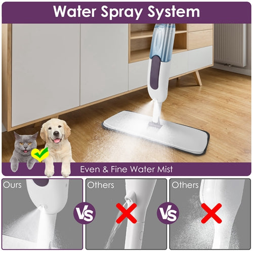 3-in-1 Spray Mop for Hardwood & Tile Floors – 12oz Refillable Bottle, 3 Washable Pads, Wet & Dry Use