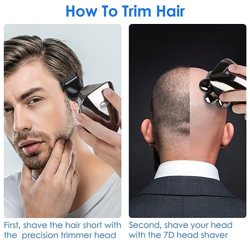 Ultimate 7D Bald Head Shaver – 5-in-1 Grooming Kit for Men, IPX6 Waterproof, Cordless & Rechargeable