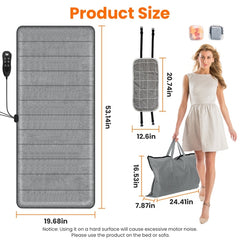 Full Body Heated Vibration Massage Mat with Neck & Foot Kneading Pillows – 10-Motor Massage Pad with Adjustable Modes & Timer – Portable Massage Mattress for Home & Office