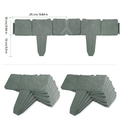 20 PCS Decorative Cobbled Stone Effect Garden Edging – Durable Plastic Lawn Border