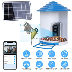 Smart Bird Feeder with 1080P HD WiFi Camera, Solar Powered
