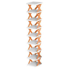 9-Tier Narrow Entryway Shoe Rack – Space-Saving Vertical Shoe Organizer for Closet, Hallway, and Entryway – Free-Standing Plastic Storage Shelf Lightweight Multicolor
