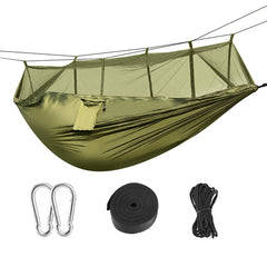 Durable 2-Person Camping Hammock with Mosquito Net 600lbs Load Capacity, Portable Nylon Swing with Carabiners & Storage Bag for Outdoor Adventures