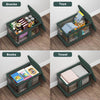 2PCS Foldable Storage Bins with Lids, Stackable Closet Organizer with Front Door Locks & Wheels