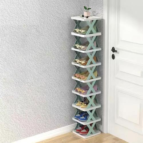9-Tier Narrow Entryway Shoe Rack – Space-Saving Vertical Shoe Organizer for Closet, Hallway, and Entryway – Free-Standing Plastic Storage Shelf Lightweight Multicolor