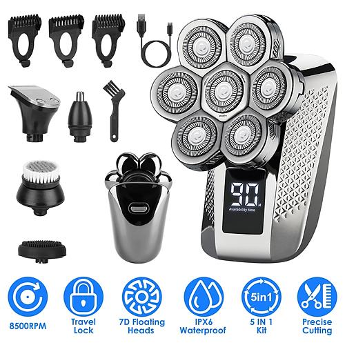 Ultimate 7D Bald Head Shaver – 5-in-1 Grooming Kit for Men, IPX6 Waterproof, Cordless & Rechargeable