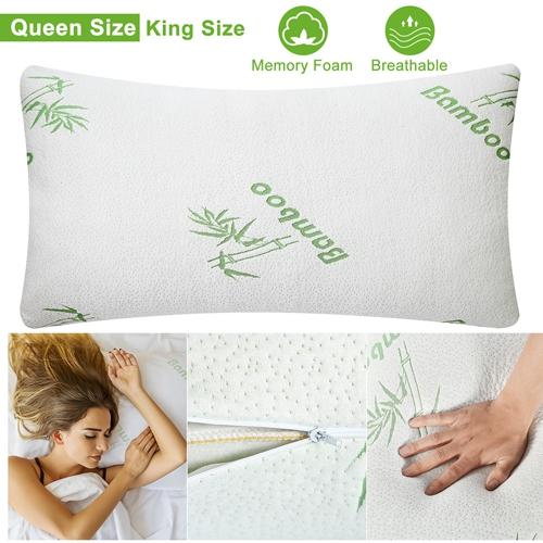 Bamboo Shredded Memory Foam Pillow – Hypoallergenic Bed Pillow for Head & Neck Support with Washable Cover