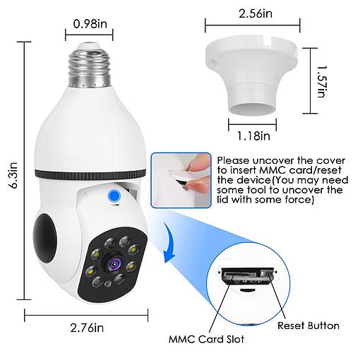 E27 WiFi Smart Bulb Camera 1080P FHD with Pan & Tilt, Two-Way Audio, Full Color Night Vision, Motion Tracking & Flood Light – Smart Security Surveillance