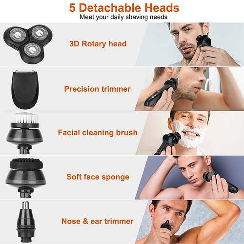 5-in-1 Electric Shaver & Grooming Kit – Waterproof, Cordless, Rechargeable