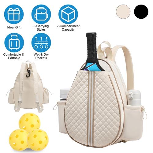 Pickleball Sling Bag for Men & Women – Waterproof Tennis & Badminton Backpack with Wet Pocket, Hidden Fence Hook – Machine Washable