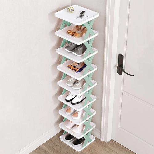 9-Tier Narrow Entryway Shoe Rack – Space-Saving Vertical Shoe Organizer for Closet, Hallway, and Entryway – Free-Standing Plastic Storage Shelf Lightweight Multicolor