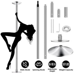 Professional 45mm Stripper Dance Pole – Spinning & Static, Adjustable Height, 551lbs Capacity for Fitness & Home Use