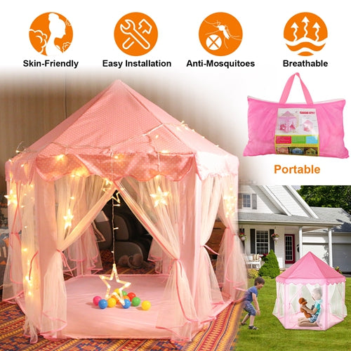 iMountek Princess Castle Kids Play Tent for Girls – Indoor & Outdoor Children Playhouse with Carry Bag