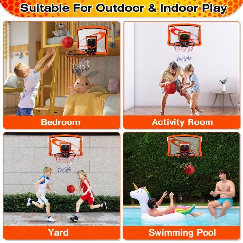 Indoor Mini Basketball Hoop with Audio Scorer & 4 Balls – Fun for Kids & Adults!