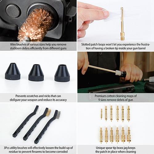 All-In-One Universal Gun Cleaning Kit with Brushes, Mops & Muff Guard – Fits Rifles, Pistols, Handguns & Shotguns