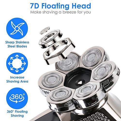 Ultimate 7D Bald Head Shaver – 5-in-1 Grooming Kit for Men, IPX6 Waterproof, Cordless & Rechargeable