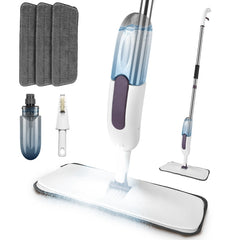 3-in-1 Spray Mop for Hardwood & Tile Floors – 12oz Refillable Bottle, 3 Washable Pads, Wet & Dry Use