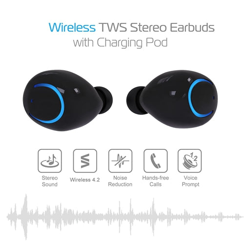 KOCASO Wireless TWS Stereo Earbuds – Bluetooth True Wireless Headphones with HD Sound & Charging Case
