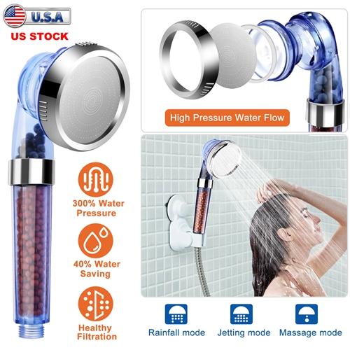 Ionic Filtration Shower Head – High Pressure, 3 Mode, Stone Water Saving Handheld Bath Shower