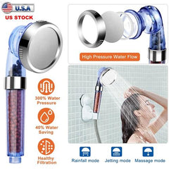 Ionic Filtration Shower Head – High Pressure, 3 Mode, Stone Water Saving Handheld Bath Shower