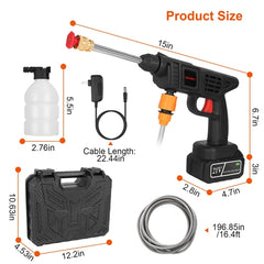 Portable Cordless Power Washer – 363 PSI High Pressure Water Sprayer with 21V 12000mAh Battery