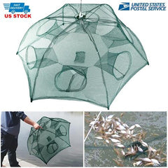 Portable 6-Sided Fishing Trap Net – Foldable Bait Trap for Shrimp, Minnow, Crab, and Crayfish with 6 Holes, Automatic Cast Mesh