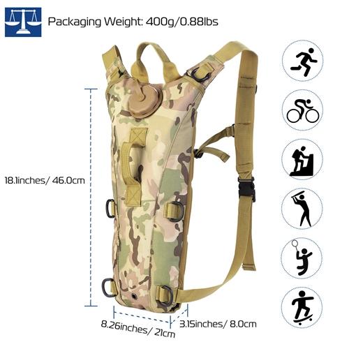 Tactical Hydration Pack with 2L Water Bladder, Lightweight Water Backpack with Adjustable Straps for Hiking, Cycling, Climbing, Running, and Outdoor Sports