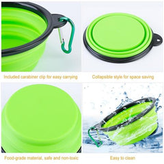4-Pack Silicone Collapsible Dog Bowls – BPA-Free Foldable Travel Bowls with Carabiner Clip for Dogs & Cats