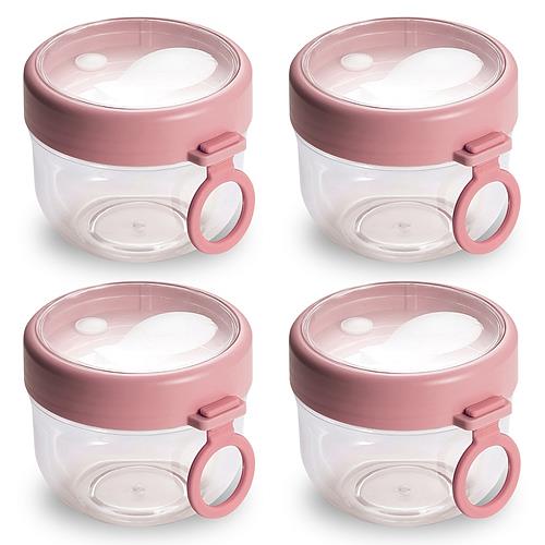 Overnight Oats Jars with Lids & Spoons – 4Pcs 20oz Leak-Proof Containers for Yogurt, Fruit, Salad & Cereal