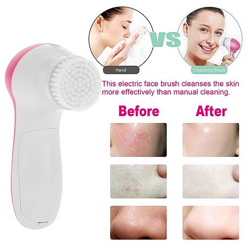 Deep Clean 5-in-1 Waterproof Facial Brush – Gentle Exfoliation & Blackhead Remover Set