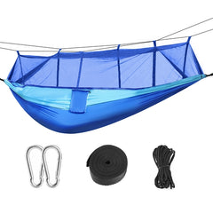 Durable 2-Person Camping Hammock with Mosquito Net 600lbs Load Capacity, Portable Nylon Swing with Carabiners & Storage Bag for Outdoor Adventures