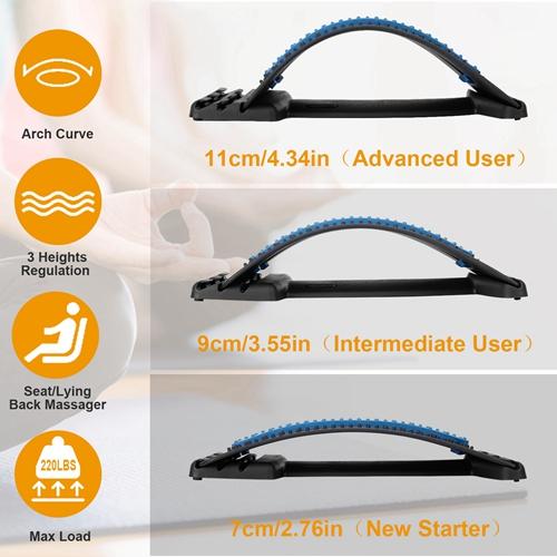 Back Massage Stretching Device – Multi-Level Lumbar Spinal Support Stretcher for Herniated Disc & Upper/Lower Back Pain Relief Body Care Comfort Blue