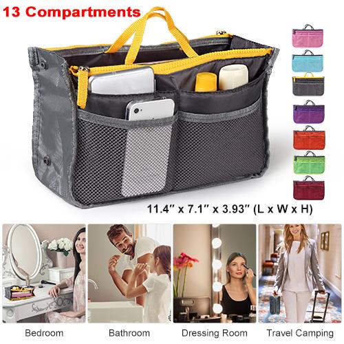 Women’s Travel Handbag Organizer Insert – Makeup Bags, Toiletry Purse Liner with Hand Strap