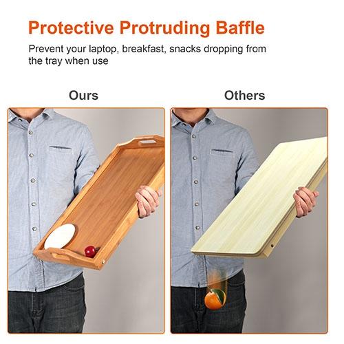 Bamboo Folding Bed Tray Table – Breakfast Tray with Handles for Serving Snacks and Meals in Bed