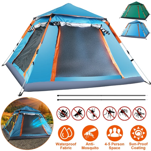 LakeForest 4–5 Person Camping Tent – Outdoor Waterproof Tent with Mosquito Net Windows & Carrying Bag for Hiking, Climbing & Fishing