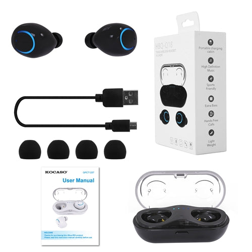 KOCASO Wireless TWS Stereo Earbuds – Bluetooth True Wireless Headphones with HD Sound & Charging Case