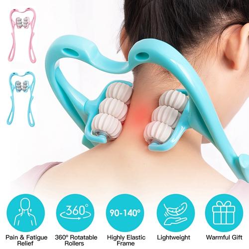 360º Rotatable Neck Roller Massager with 6 Balls - Portable Trigger Point Pain Relief for Neck, Legs, Thighs, and Feet Body Care Comfort