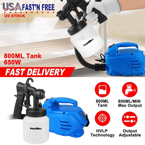 650W HVLP Paint Sprayer – 800ML High-Capacity, 3 Spray Patterns, Detachable Design
