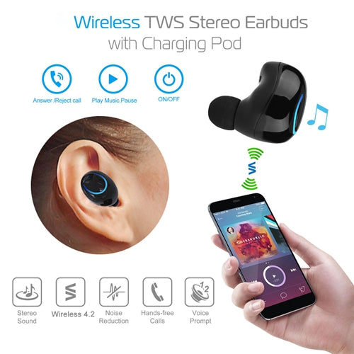 KOCASO Wireless TWS Stereo Earbuds – Bluetooth True Wireless Headphones with HD Sound & Charging Case