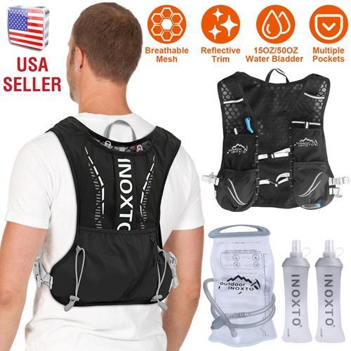 Sport Hydration Vest Running Backpack with 15oz-50oz Water Bladder, Adjustable Straps, and Storage Bag for Trail Running, Marathon, Race, and Hiking