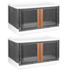 2PCS Foldable Storage Bins with Lids, Stackable Closet Organizer with Front Door Locks & Wheels