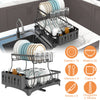 Dish Drying Rack with Drainboard - 2-Tier Detachable Organizer for Kitchen Counter