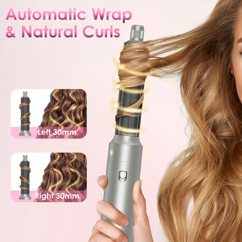 6-in-1 Hot Air Styler Brush Set – Dryer, Volumizer, Straightener & Curler with Auto Wrap, 3 Temp Settings, ALCI Plug & Accessories