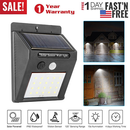 Solarek 20 LED Solar Motion Sensor Light – IP65 Waterproof Outdoor Security Wall Light with PIR Sensor, 120° Wide-Angle Lighting for Garden, Garage & Pathway