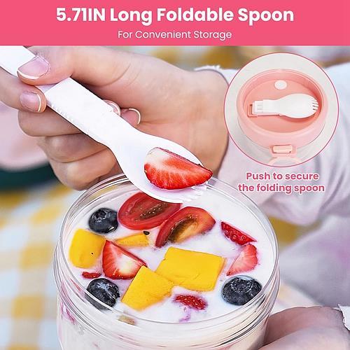Overnight Oats Jars with Lids & Spoons – 4Pcs 20oz Leak-Proof Containers for Yogurt, Fruit, Salad & Cereal