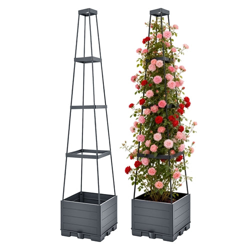 iMountek 2-Pack Raised Garden Bed with Trellis – 56” Self-Watering Planter Box for Tomatoes, Vegetables, Indoor & Outdoor Gardening