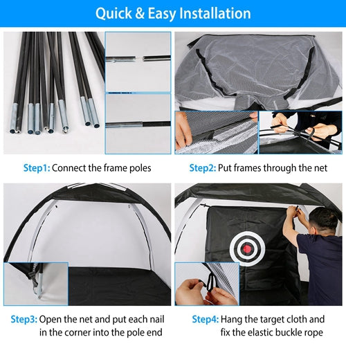 LakeForest Golf Practice Net – Driving & Hitting Training Aid with Target Cloth & Carry Bag for Indoor & Outdoor Sports