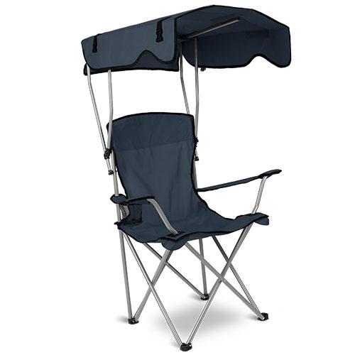 Foldable Beach Canopy Chair – Sun Protection Camping Lawn Chair, 330LBS Load Capacity, Folding Seat with Cup Holder for Beach, Poolside, Travel & Picnic