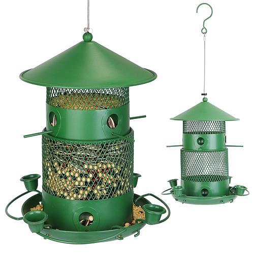 Squirrel-Proof Metal Bird Feeder – Chew-Resistant Outdoor Hanging Feeder with 360° Perches & Water Cups for Wild Birds – Ideal for Garden, Yard, Patio